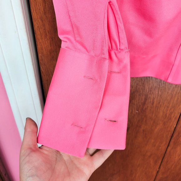 Vintage 1970s Pink Ruffled Tuxedo Blouse - Picture 10 of 10